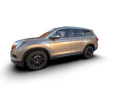 SUV beyaz arka planda izole edildi. 3d illüstrasyon - oluşturma