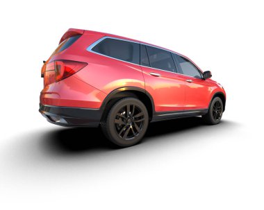 Beyaz arka planda modern SUV. 3d oluşturma