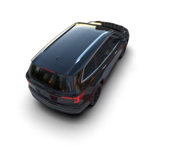 Aydınlık zemin üzerinde izole edilmiş modern bir arabanın 3 boyutlu görüntüsü