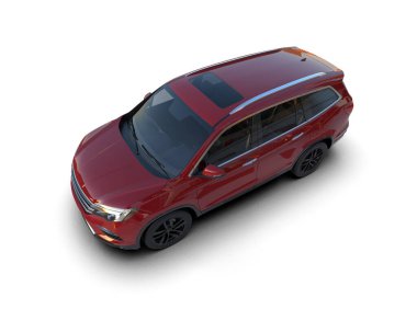 Modern araba beyaz arka planda izole edilmiş. 3d oluşturma