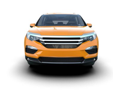 Siyah arka planı olan sarı bir cip. 3d oluşturma