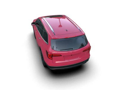 Kırmızı modern araba beyaz sırtında izole edilmiş.