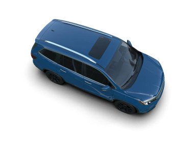 Siyah küçük mavi şehir arabası beyaz izole edilmiş arka planda metin ve tasarımın için boş bir tasarım. 3d oluşturma.