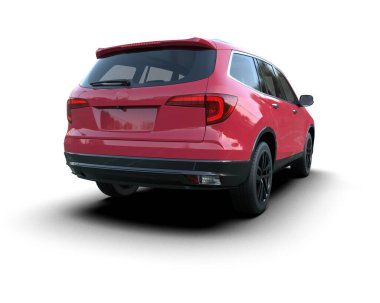 Araç sedanı beyaz arkaplanda izole edildi - 3 boyutlu görüntüleme