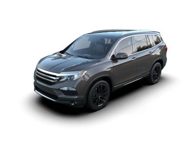 Siyah lüks SUV arka planda izole edilmiş. 3 Boyutlu Hazırlama