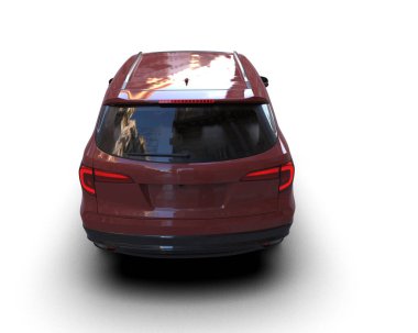 3 boyutlu araba, beyaz bir araçta izole edilmiş.