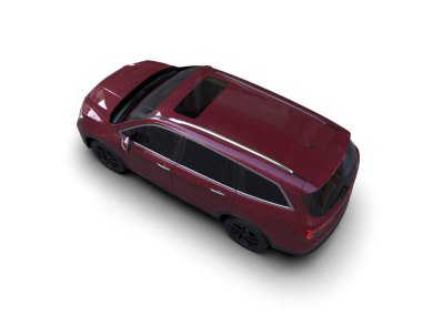 Modern araba arka planda izole edilmiş. 3D görüntüleme - illüstrasyon