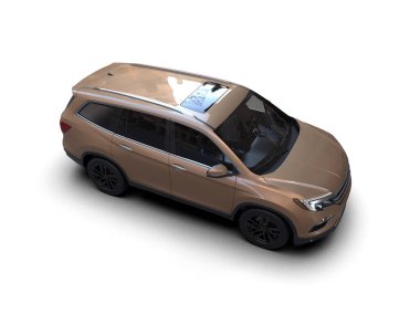 Beyaz arka planda bir araba. 3d oluşturma