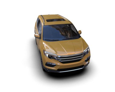 Beyaz arka planda izole edilmiş modern ticari araba. 3d oluşturma.