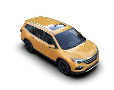 Beyaz arka planda bir araba. 3d oluşturma