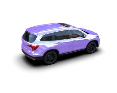 Beyaz arka planda modern kompakt araba. Pürüzsüz yüzeyi olan küçük bir araba. 3d oluşturma.