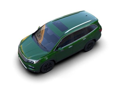 Modern araba arka planda izole edilmiş. 3D görüntüleme - illüstrasyon