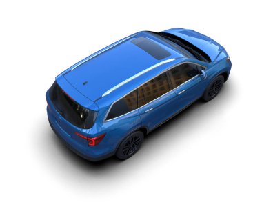 Modern mavi şehir arabası - 3 boyutlu illüstrasyon