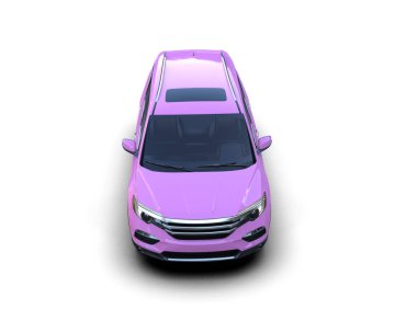 Siyah arka planda modern pembe bir araba. Gölge bir arabanın yüzeyinde koyu bir arka plan ve bir arabanın gölgesi. 3