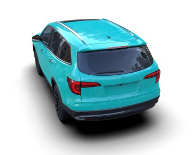 Mavi küçük arazi aracı. 3d illüstrasyon.