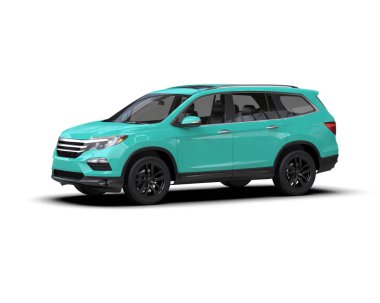 Beyaz arka planda yeşil lüks SUV