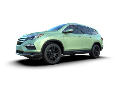 Beyaz arka planda modern bir araba. 3d oluşturma