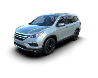 Siyah SUV arabası beyaz arka planda 3D görüntüleme