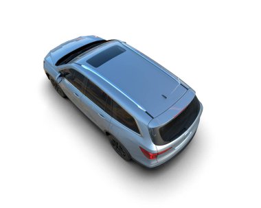 Beyaz arka planda mavi modern araba. 3d illüstrasyon