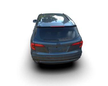 Modern araba beyazda izole edilmiş. 3D görüntüleme - illüstrasyon