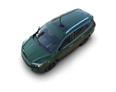 Beyaz arka planda modern şehir arabası. 3d oluşturma