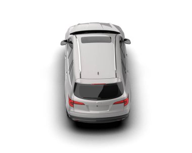 Beyaz arka planda beyaz modern SUV. 3d oluşturma