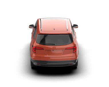 Beyaz arka planda gerçekçi kırmızı bir araba. yan görünüm