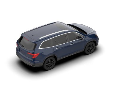 Beyaz arkaplanda izole edilmiş siyah jenerik bir arabanın 3 boyutlu görüntülenmesi