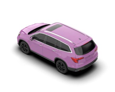 Pembe arazi aracı ve şehir arabası. 3 Boyutlu Hazırlama.