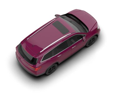 Beyaz arkaplandaki bir arabanın 3 boyutlu görüntüsü