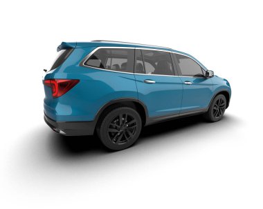 Tasarımınız için boş yeri olan mavi bir cip. 3d oluşturma