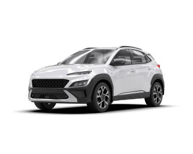 modern beyaz SUV arabası beyaz arkaplanda izole edildi