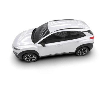 modern beyaz SUV arabası beyaz arkaplanda izole edildi