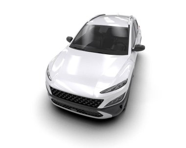 modern beyaz SUV arabası beyaz arkaplanda izole edildi