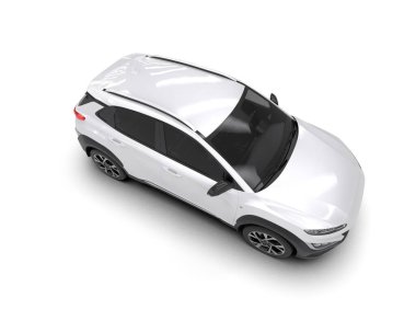 modern beyaz SUV arabası beyaz arkaplanda izole edildi