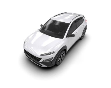 modern beyaz SUV arabası beyaz arkaplanda izole edildi