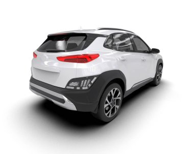 modern beyaz SUV arabası beyaz arkaplanda izole edildi