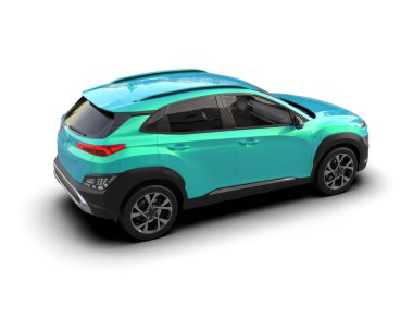 Beyaz arkaplandaki mavi SUv 3D render