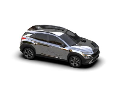 Modern siyah aile arabası - kendi tasarımınız için beyaz ekran beyaz araba - 3 boyutlu illüstrasyon