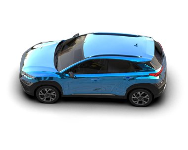 araba mavi modern araba beyaz sırtında izole edilmiş.