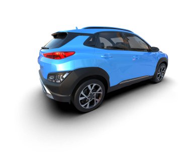 modern mavi küçük araba - yan