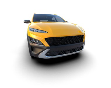 Beyaz arka planda lüks bir araba. 3 Boyutlu Hazırlama