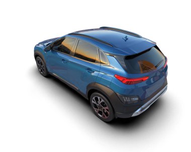 Modern araba arka planda izole edilmiş. 3D görüntüleme - illüstrasyon