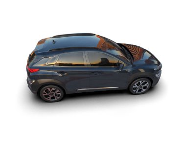 modern şehir arabası kırpma yolu ile beyaz arka planda izole