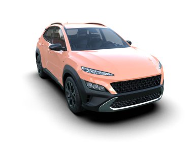 Modern araba arka planda izole edilmiş. 3D görüntüleme - illüstrasyon