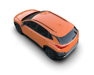 Beyaz arka planda bir araba. 3D görüntüleme - illüstrasyon