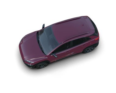 Kırmızı spor araba beyaz arka planda izole edildi.