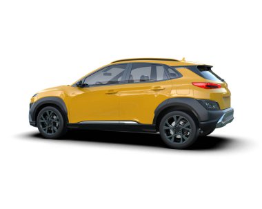 Beyaz arka planda modern bir araba. 3d oluşturma