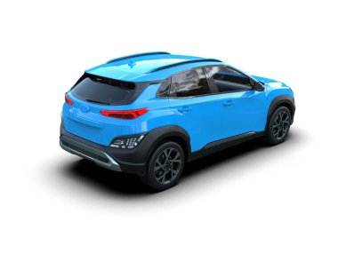 Modern mavi arazi aracı beyaz arka planda izole edilmiş. 3d oluşturma