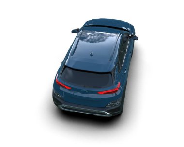 mavi araba beyaz arka planda izole edildi. 3D görüntüleme - illüstrasyon